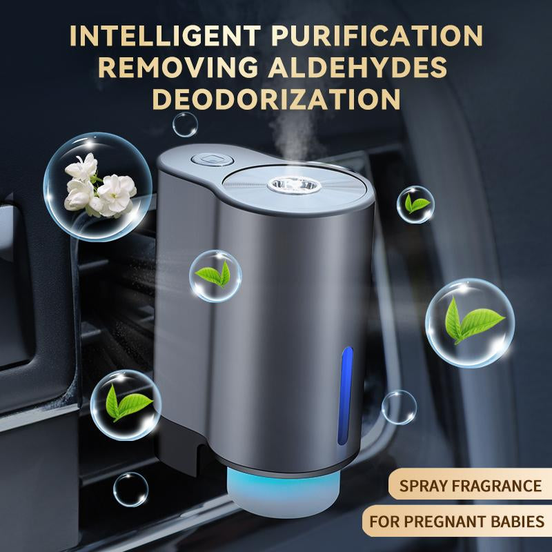 Car Air Freshener, Three Adjustable Modes Intelligent Car Aroma Diffuser, Rechargeable and Portable Car Diffuser Air Freshener Car Aromatherapy Diffuser, 3*10ML Natural Perfume