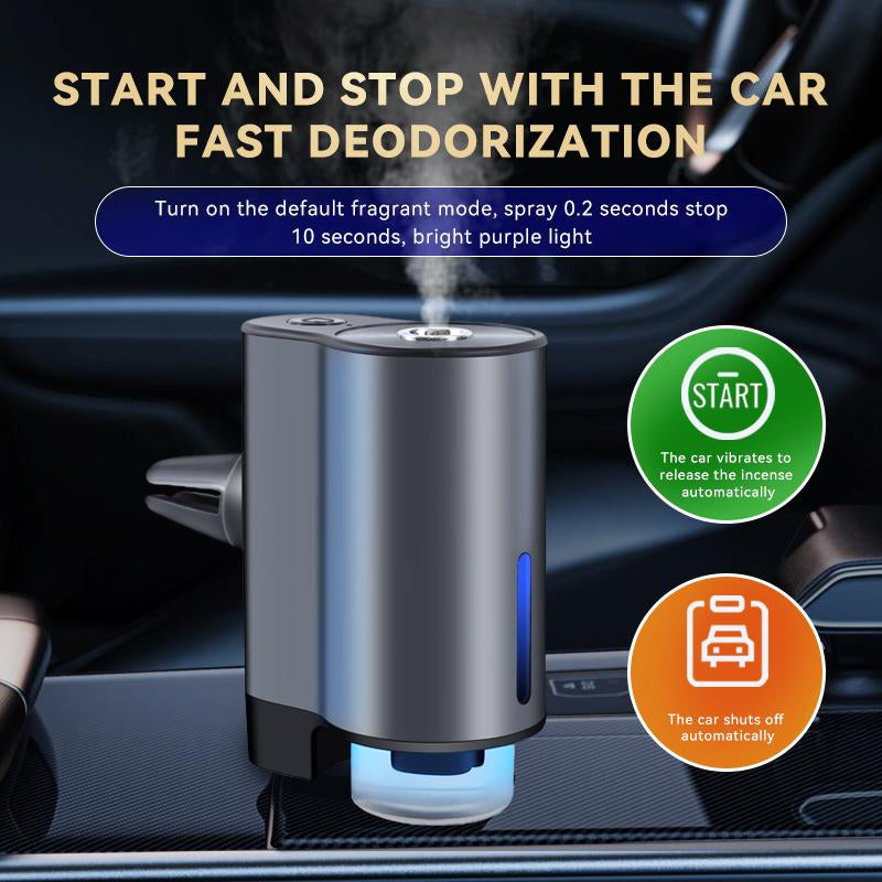 Car Air Freshener, Three Adjustable Modes Intelligent Car Aroma Diffuser, Rechargeable and Portable Car Diffuser Air Freshener Car Aromatherapy Diffuser, 3*10ML Natural Perfume